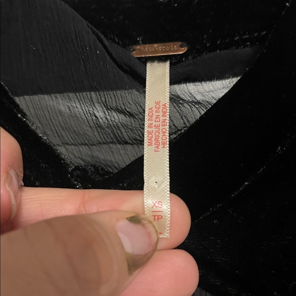 Free People Black Rare Sheer Blouse with Velvety Green and Purple Embroidery - Picture 3 of 4